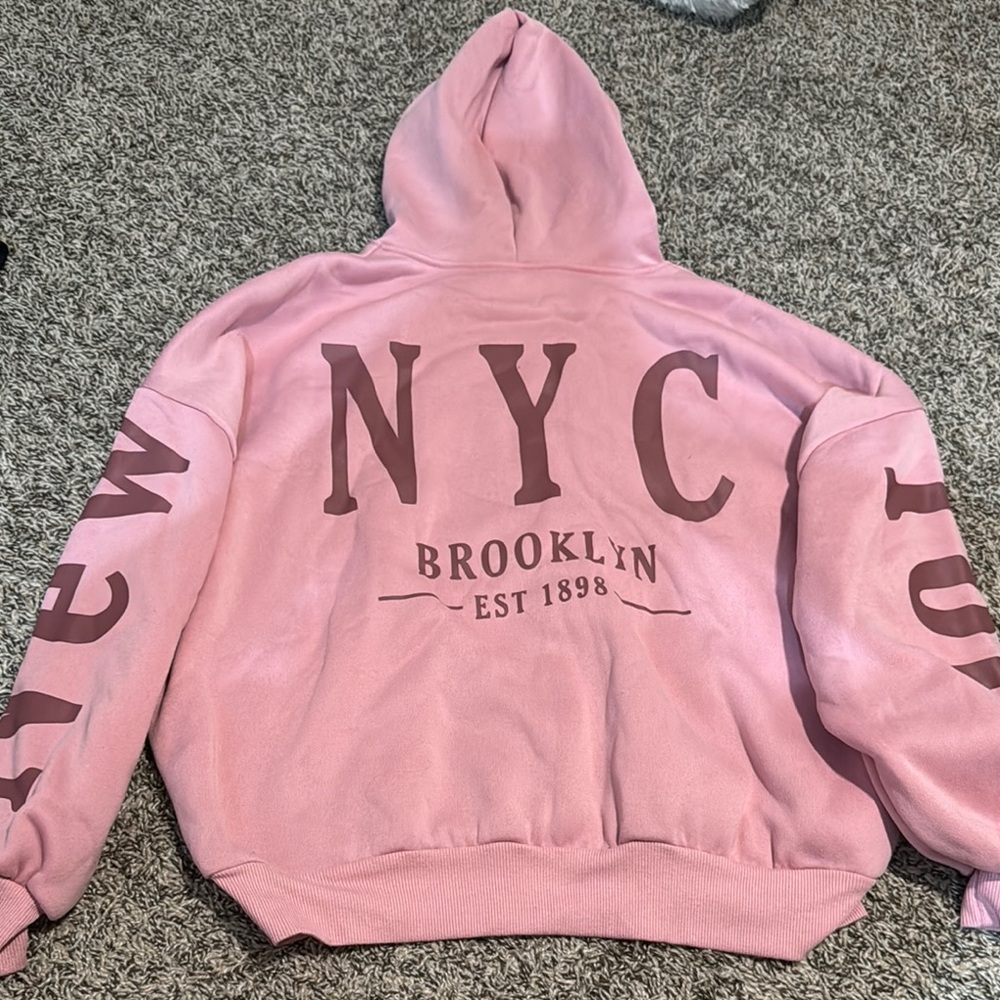 SHEIN Pink NYC Brooklyn Hoodie